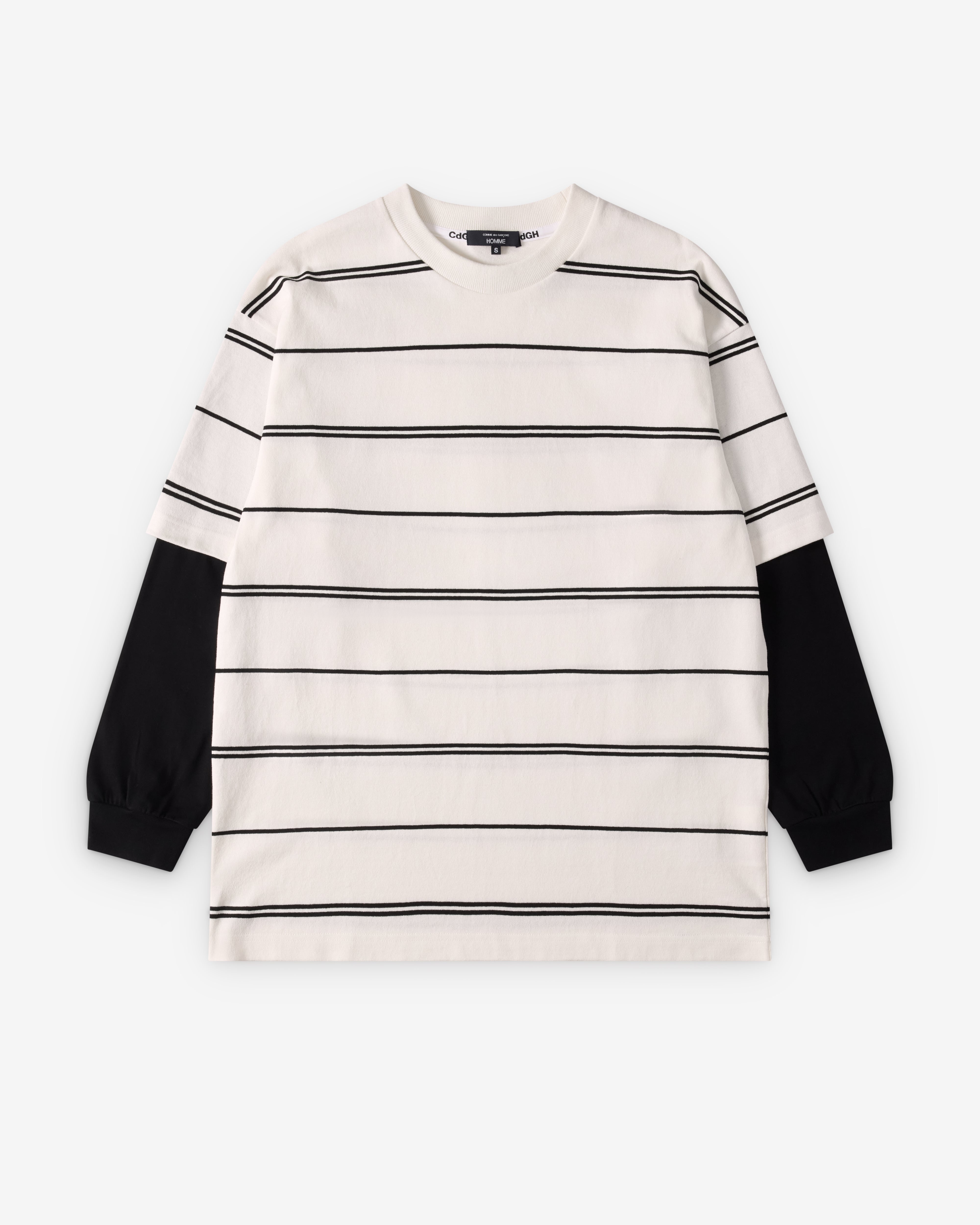 CDG Homme: Men's Layered Stripe T-Shirt (White) | Dover Street