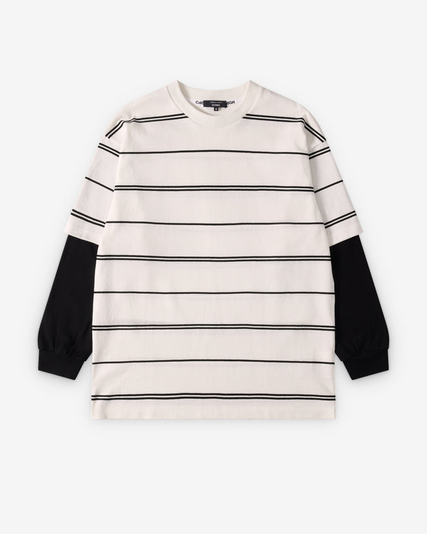 CDG Homme - Men's Layered Stripe T-Shirt - (White)