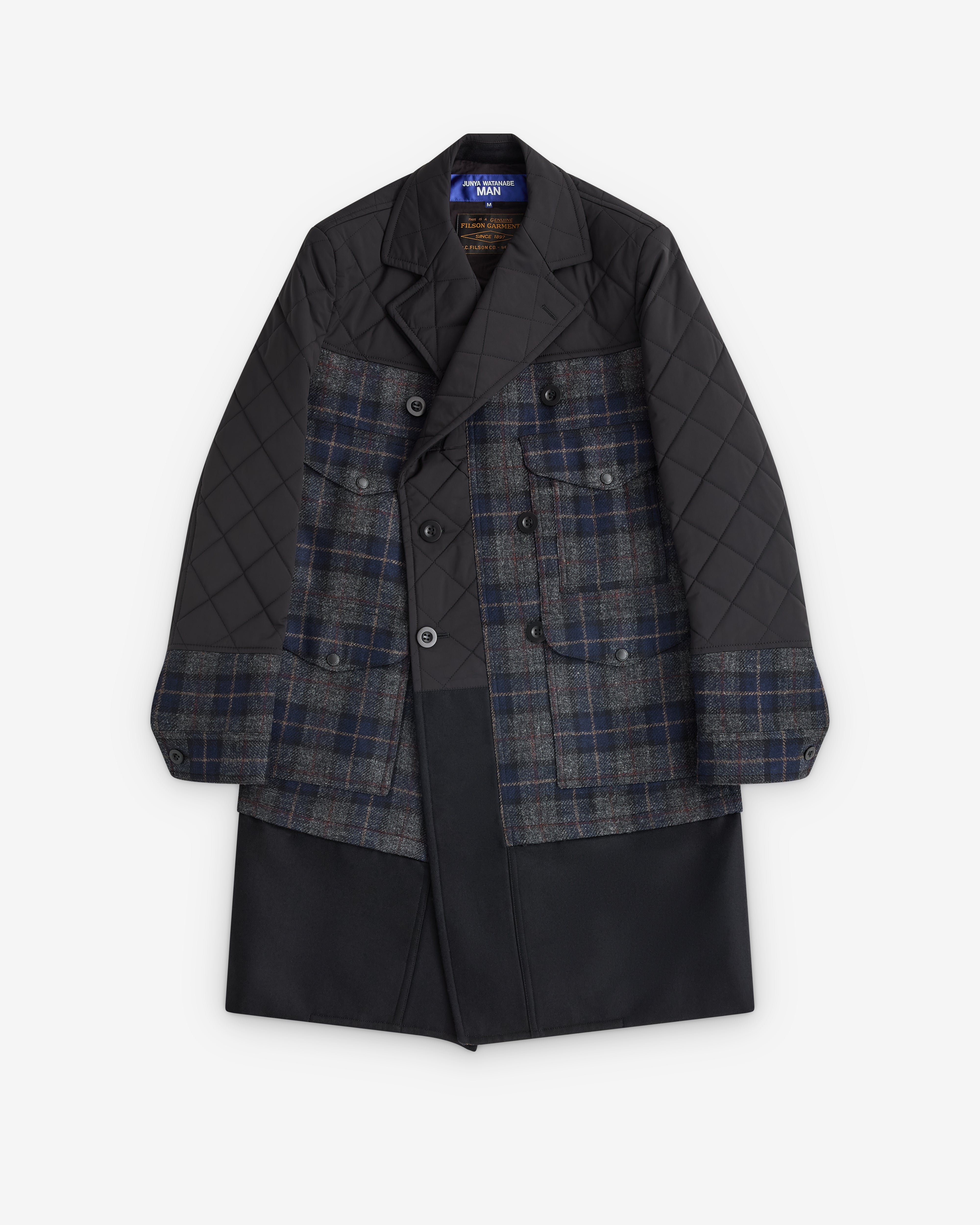 Junya Watanabe Man: Men’s Filson Check Quilted Coat (Black/Grey/Navy ...