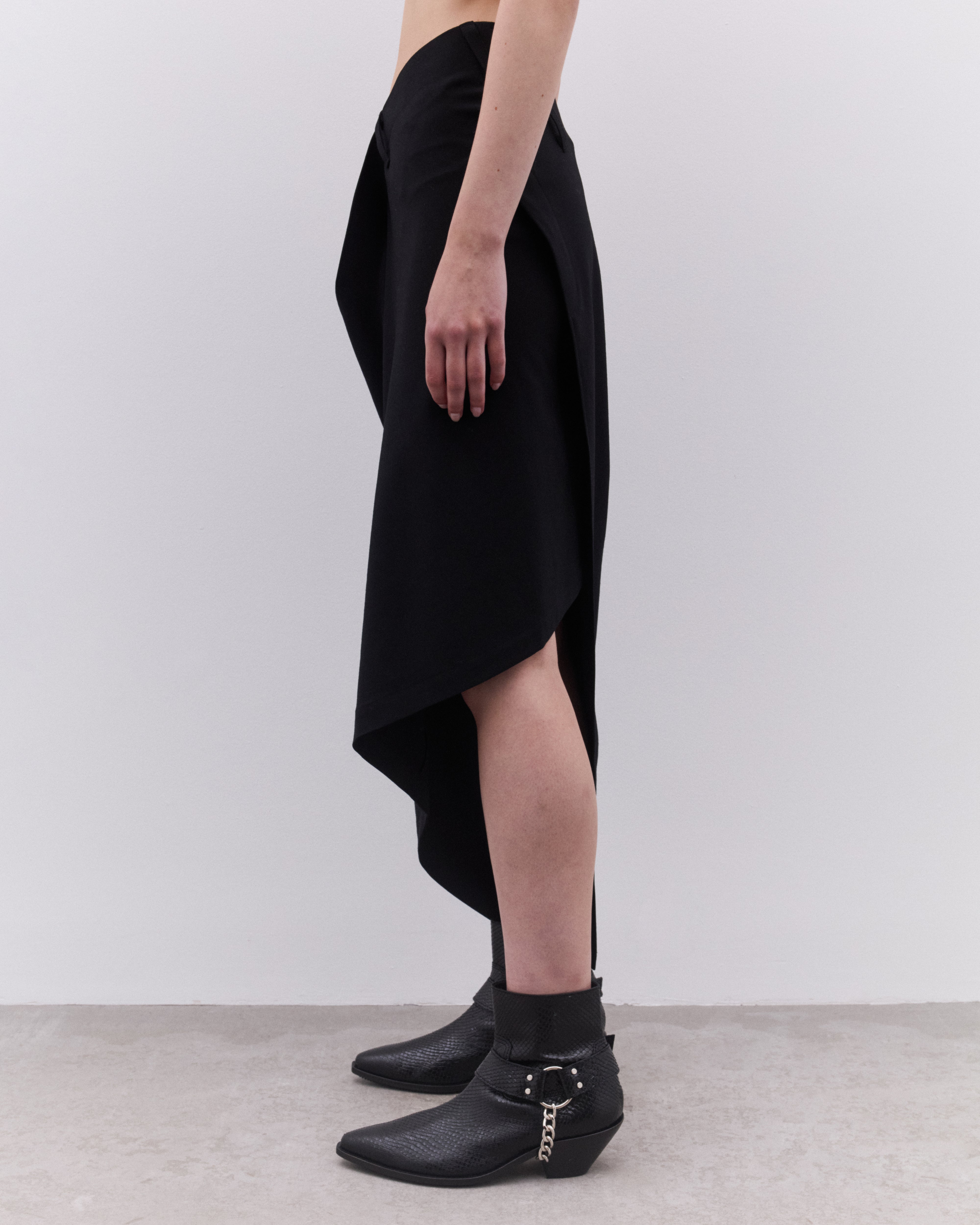 JUNYA WATANABE 2023AW シャーリングスカート Junya Watanabe: Women's Asymmetric Wrap Skirt (Black) | Dover