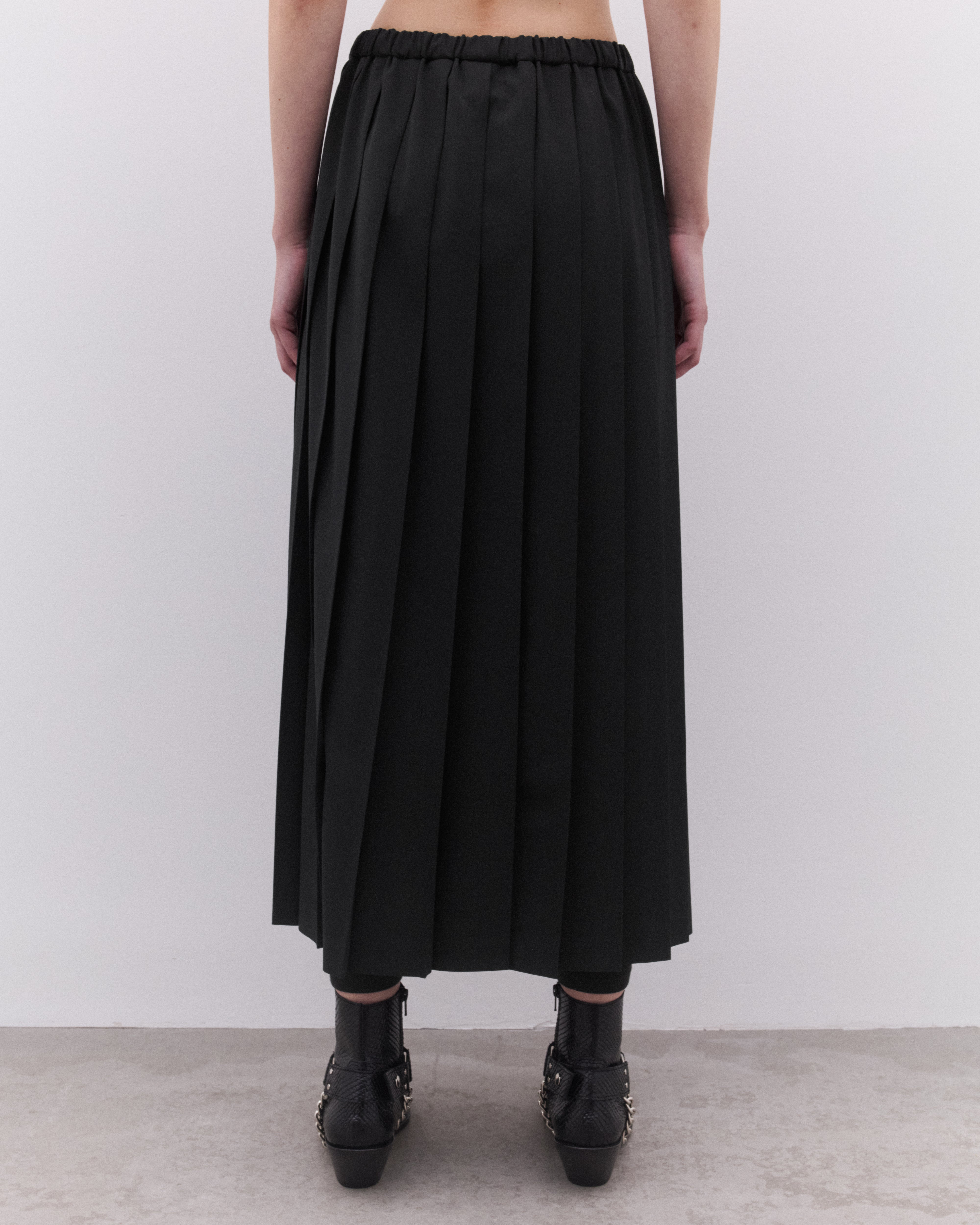 Junya Watanabe: Women's Pleated Skirt (Black) | Dover Street