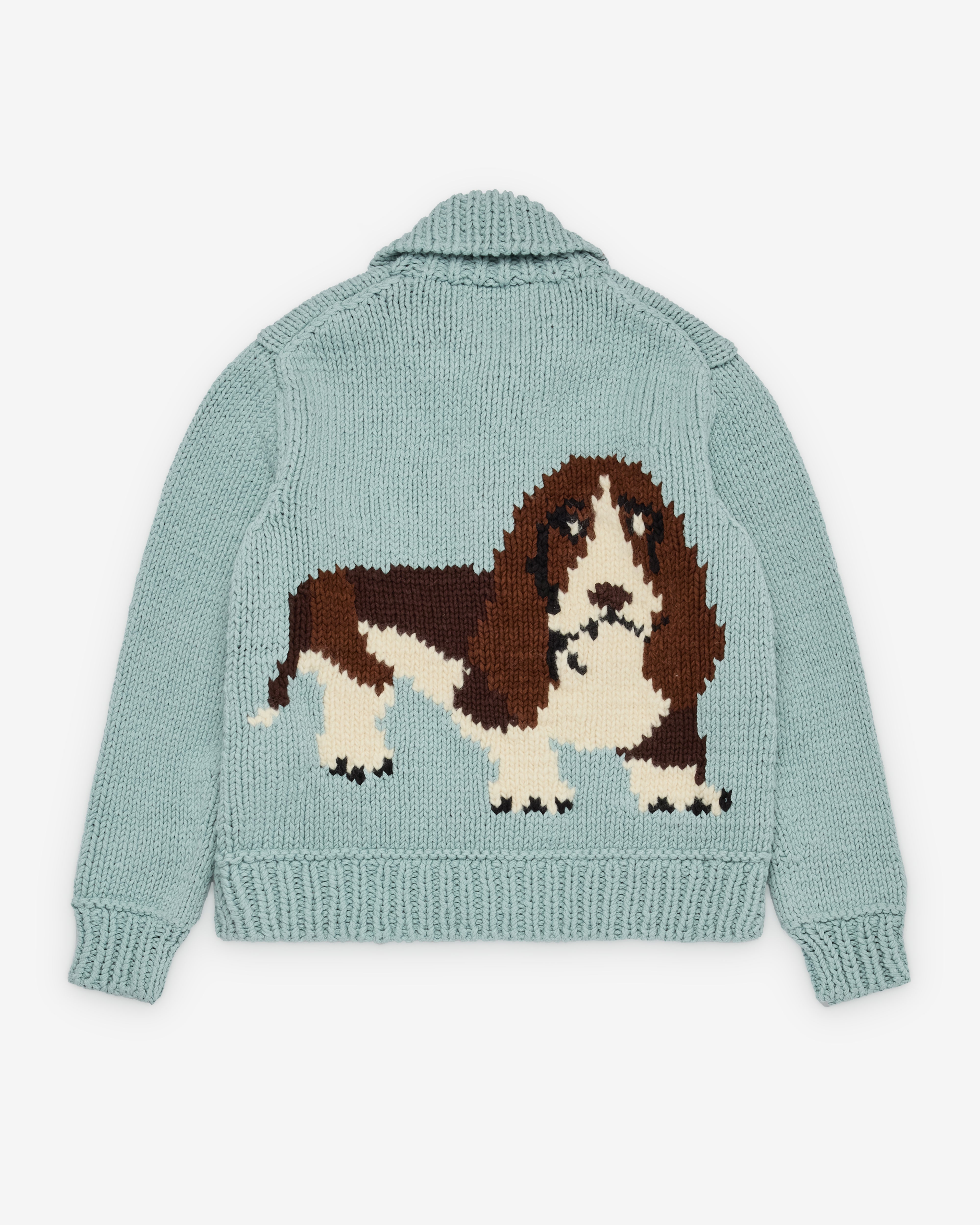 Junya Watanabe Man: Men's Dog Cardigan (Sax Blue) | Dover Street