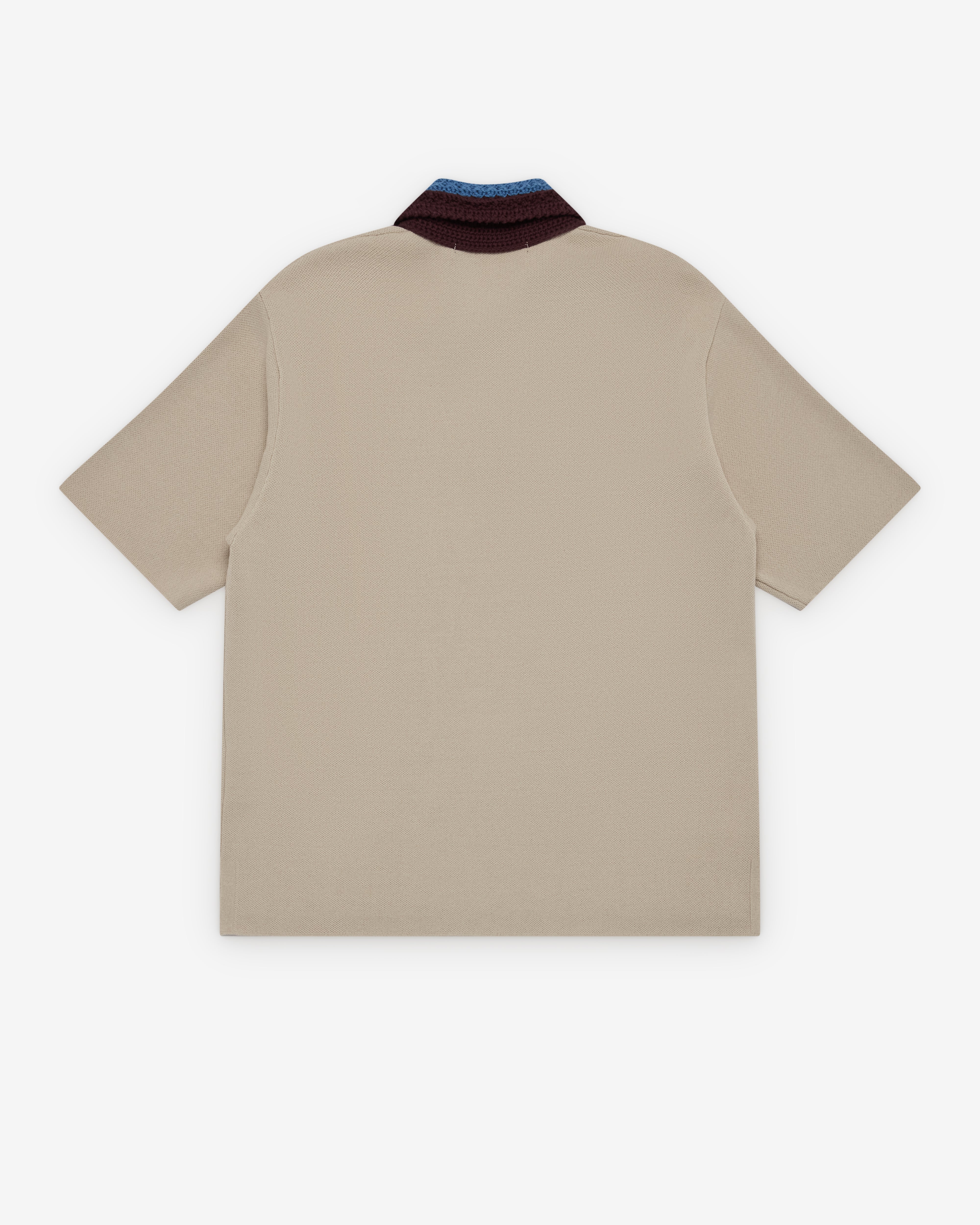 Junya Watanabe Man: Men's Crochet Collar Polo (Beige) | Dover