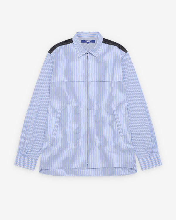 Junya Watanabe MAN - Men's Striped Zip Shirt - (White/Sax/Navy)