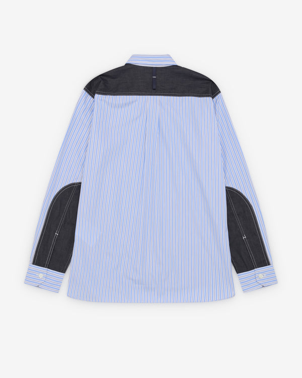 Junya Watanabe MAN - Men's Striped Zip Shirt - (White/Sax/Navy)