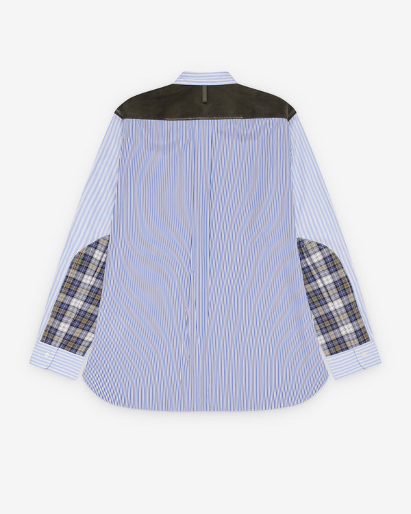 Junya Watanabe MAN - Men's Cord Paneled Shirt - (White/Blue/Green)