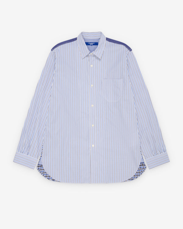 Junya Watanabe MAN - Men's Paneled Stripe Shirt - (White/Blue)