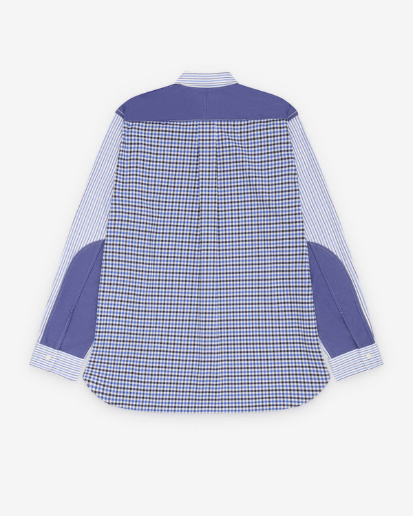 Junya Watanabe MAN - Men's Paneled Stripe Shirt - (White/Blue)