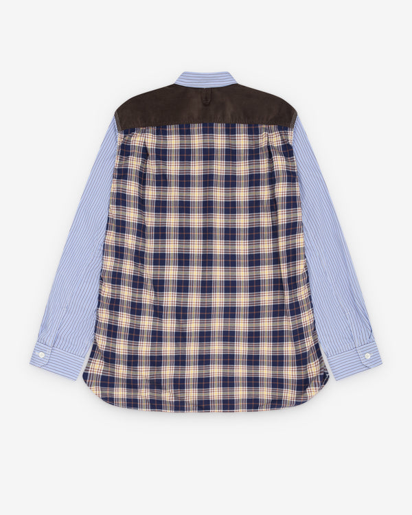 Junya Watanabe MAN - Men's Cord Paneled Shirt - (Blue/White/Brown)