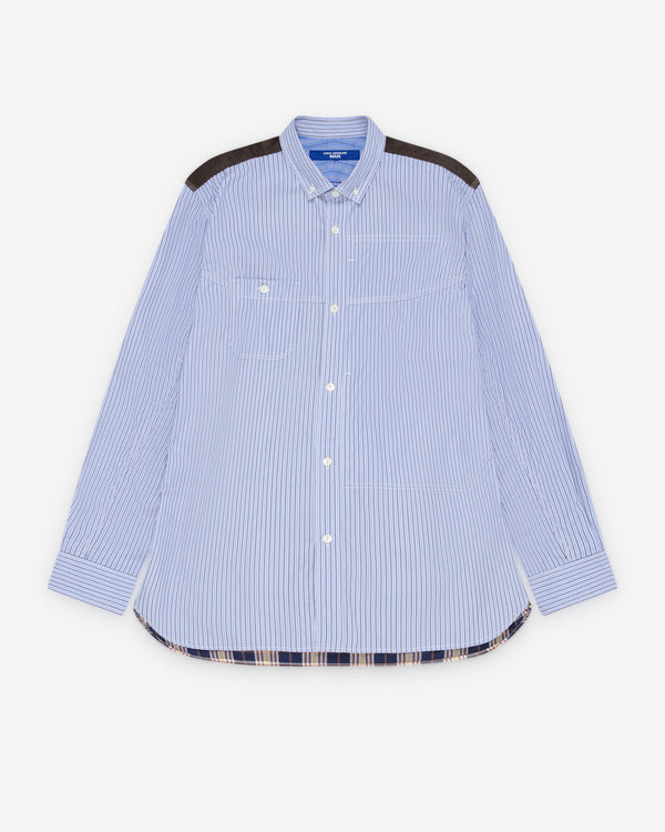Junya Watanabe MAN - Men's Cord Paneled Shirt - (Blue/White/Brown)