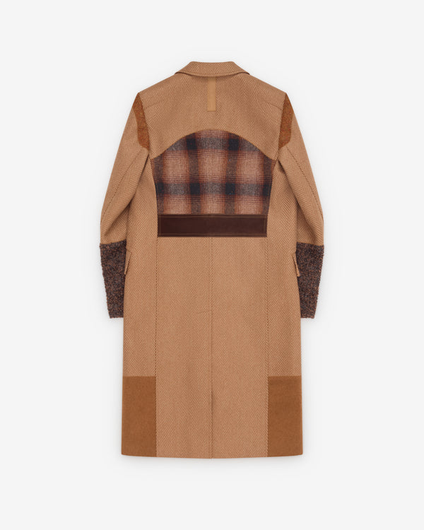 Junya Watanabe MAN - Men's Patchwork Overcoat - (Beige/Multi)