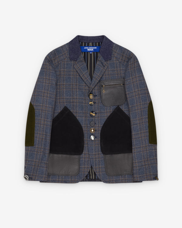 Junya Watanabe MAN - Men's Windowpane Wool Jacket - (Navy Check)