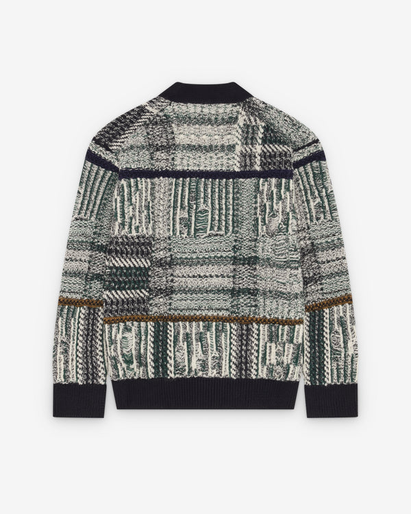 Junya Watanabe MAN - Men's Textured Knit Cardigan - (Navy/Green)