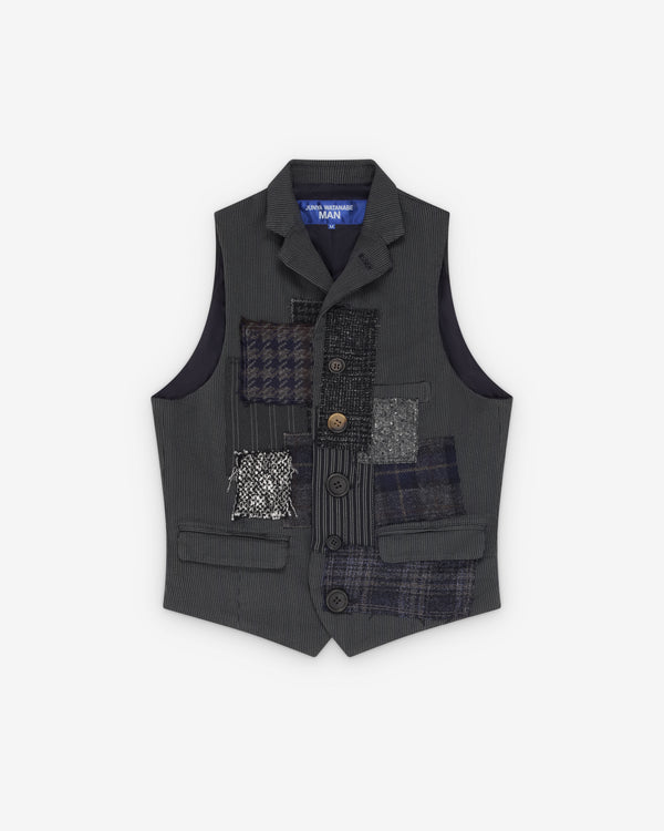 Junya Watanabe MAN - Men's Patchwork Vest - (Grey/Stripe)
