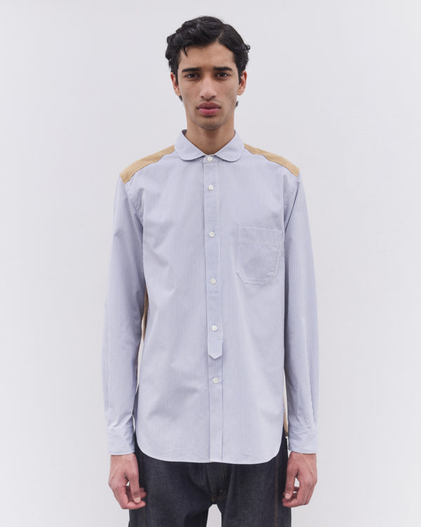 Junya Watanabe Man - Men's Pinstripe Shirt - (Blue Stripe/Stone)