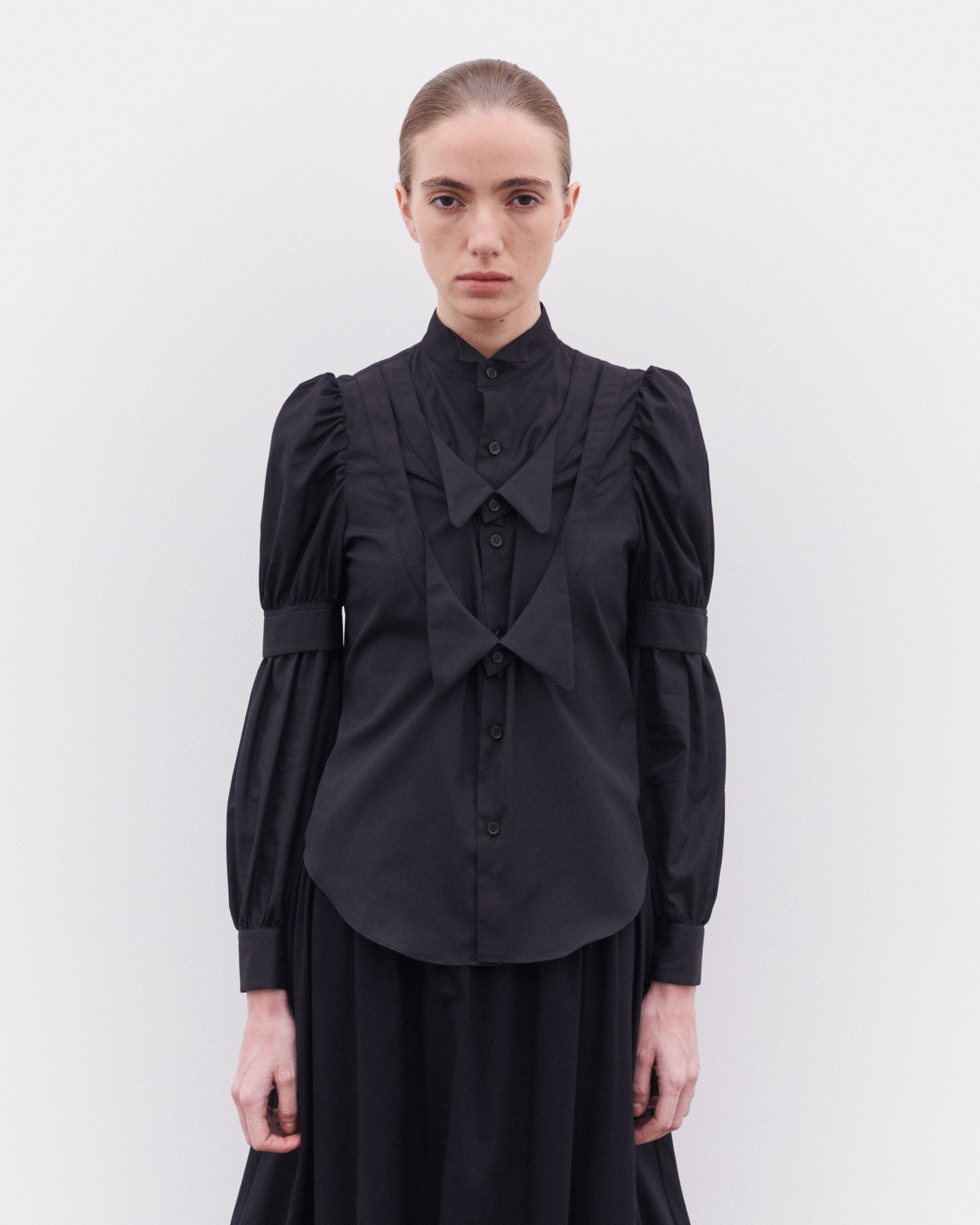 Noir Kei Ninomiya: Women's Collared Long Sleeve Shirt (Black