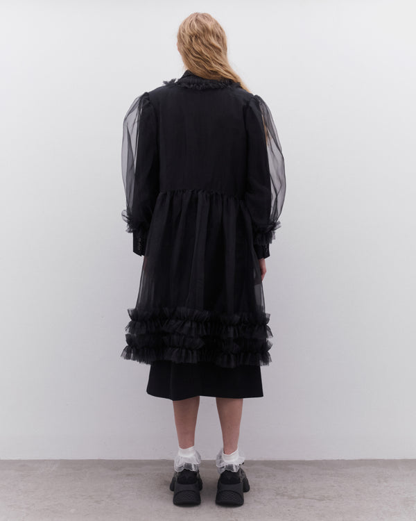 Noir Kei Ninomiya - Women’s Double Breasted Tulle Overlay Coat - (Black)