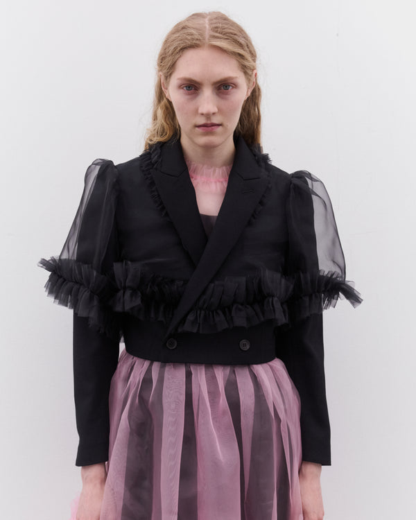 Noir Kei Ninomiya - Women’s Tulle Overlay Cropped Blazer - (Black)