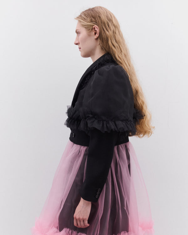 Noir Kei Ninomiya - Women’s Tulle Overlay Cropped Blazer - (Black)