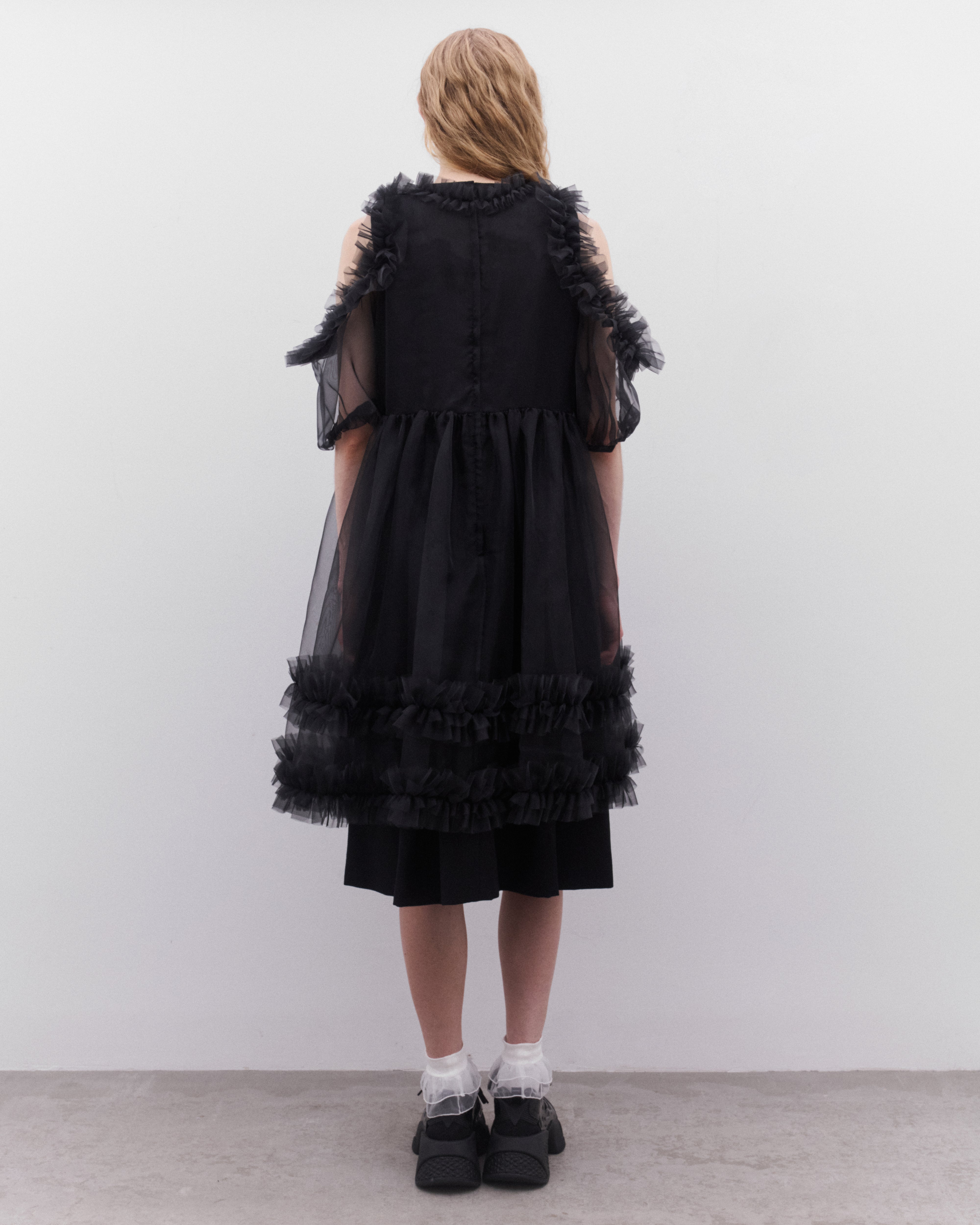 Noir Kei Ninomiya: Women's Tulle Overlay Dress (Black) | Dover