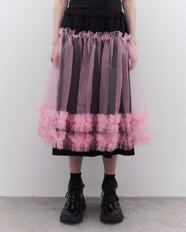 Noir Kei Ninomiya - Women’s Tulle Overlay Skirt - (Black/Pink)