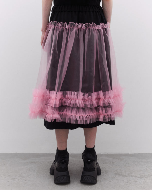 Noir Kei Ninomiya - Women’s Tulle Overlay Skirt - (Black/Pink)