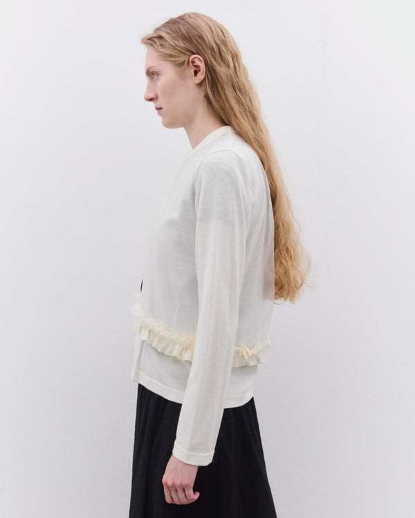 Noir Kei Ninomiya - Women’s Tulle Overlay Cardigan - (Off White)