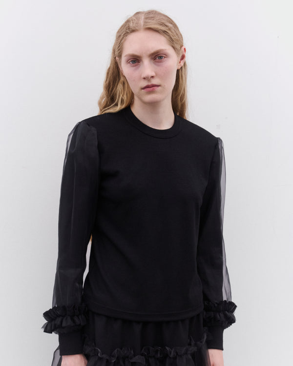 Noir Kei Ninomiya - Women’s Ladies Tulle Sleeve Sweater - (Black)