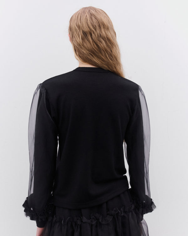 Noir Kei Ninomiya - Women’s Ladies Tulle Sleeve Sweater - (Black)