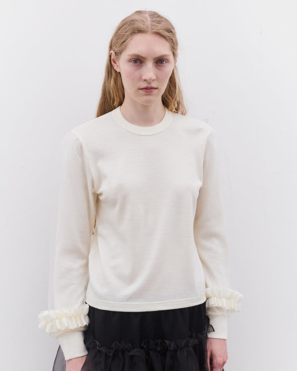 Noir Kei Ninomiya - Women’s Ladies Tulle Sleeve Sweater - (Off White)
