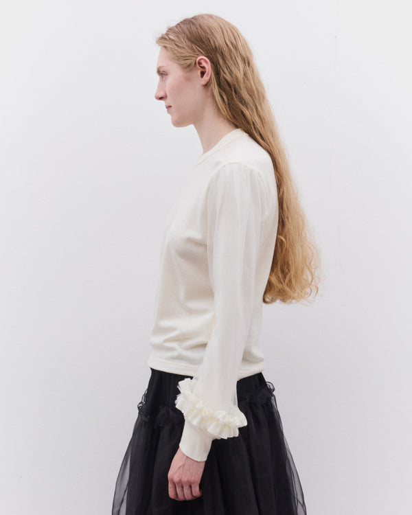 Noir Kei Ninomiya - Women’s Ladies Tulle Sleeve Sweater - (Off White)
