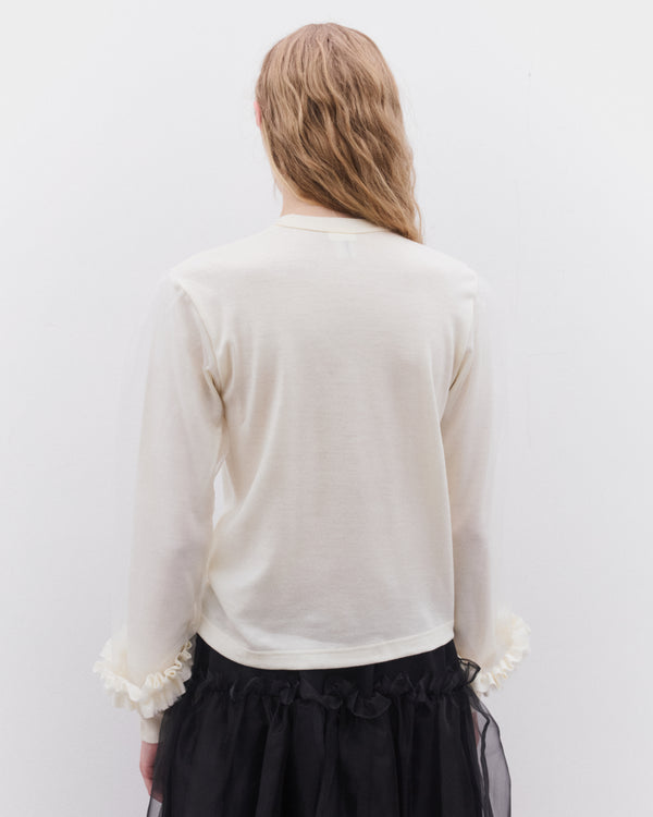 Noir Kei Ninomiya - Women’s Ladies Tulle Sleeve Sweater - (Off White)