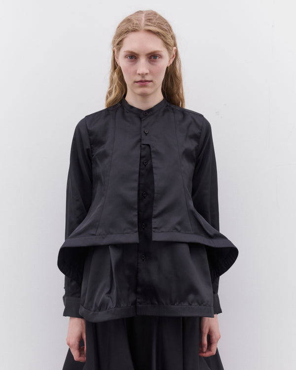 Noir Kei Ninomiya - Women's Double Layer Collarless Blouse - (Black)