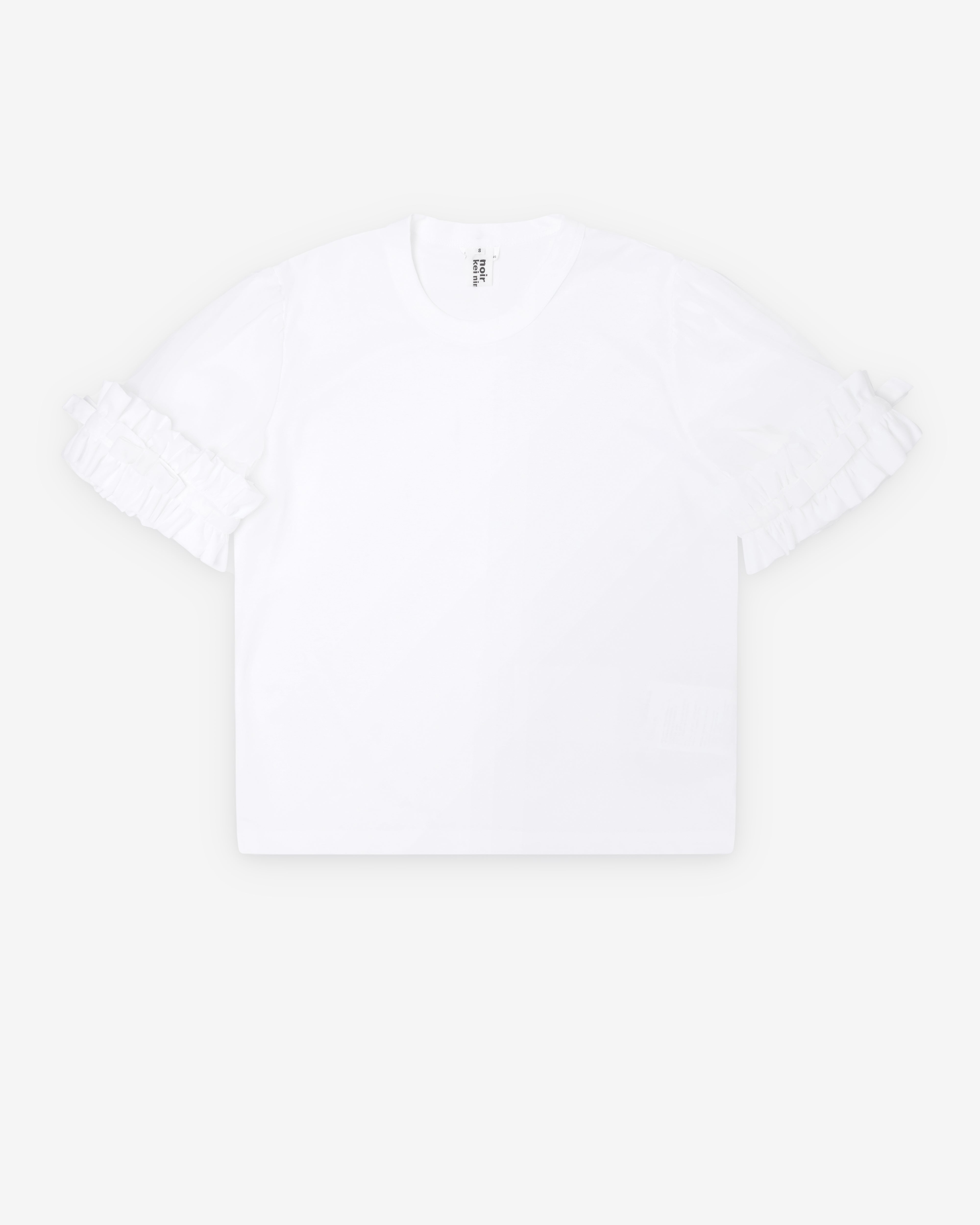 Noir Kei Ninomiya: Women's Ruffle Sleeve T-Shirt (White) | Dover Noir Kei Ninomiya: Women's Ruffle Sleeve T-Shirt (White) | Dover