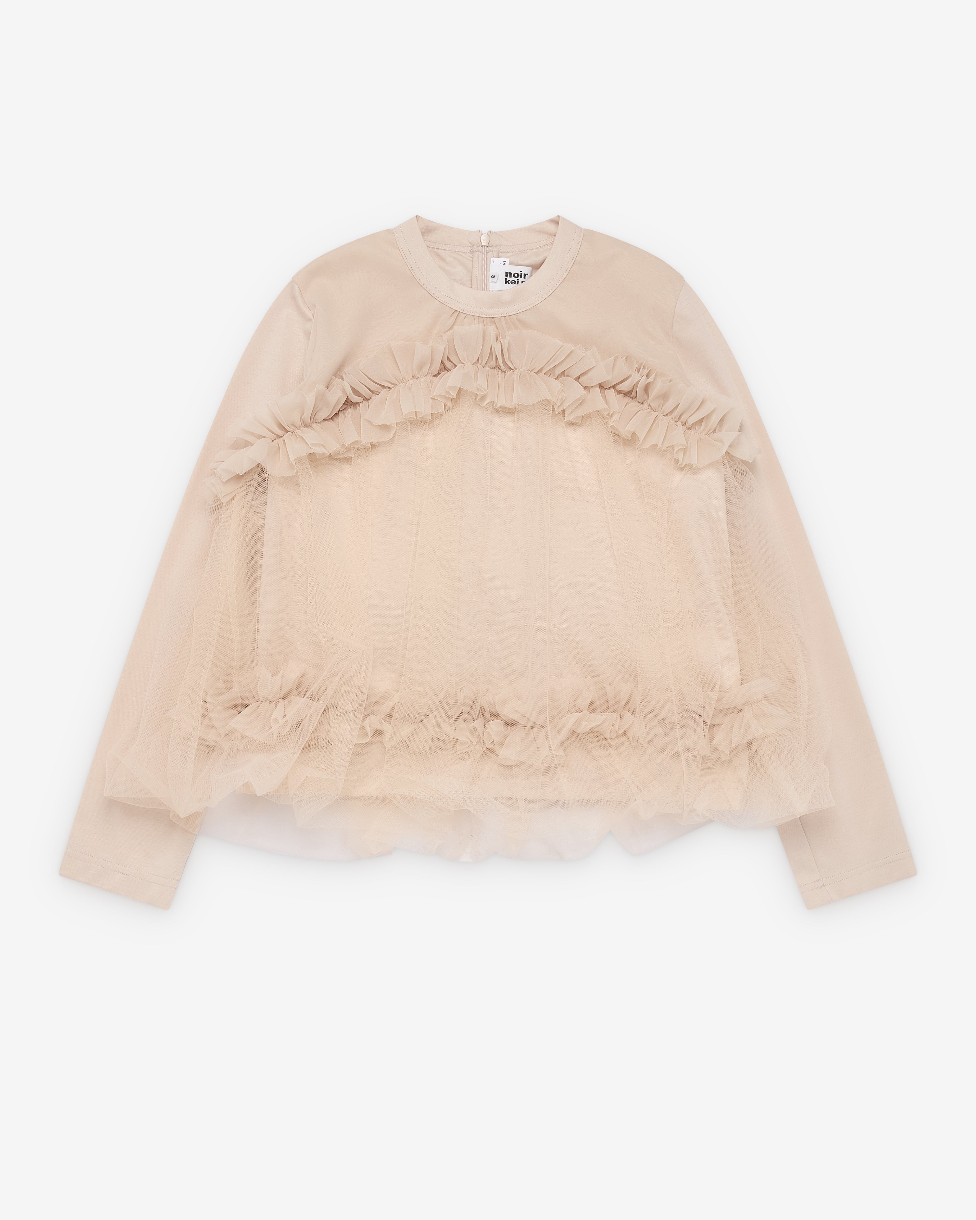Noir Kei Ninomiya: Women's Tulle Ruffle T-Shirt (Beige) | Dover