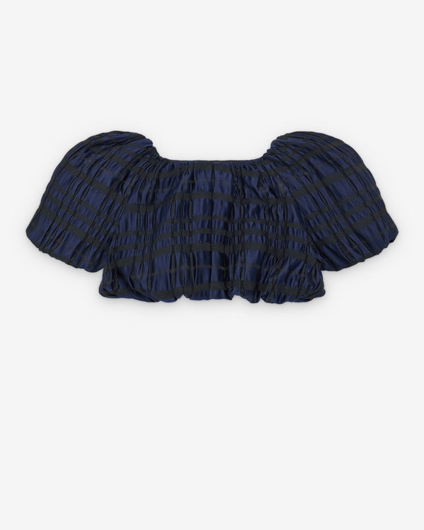 Noir Kei Ninomiya - Women's Gathered Weave Blouse - (Navy)