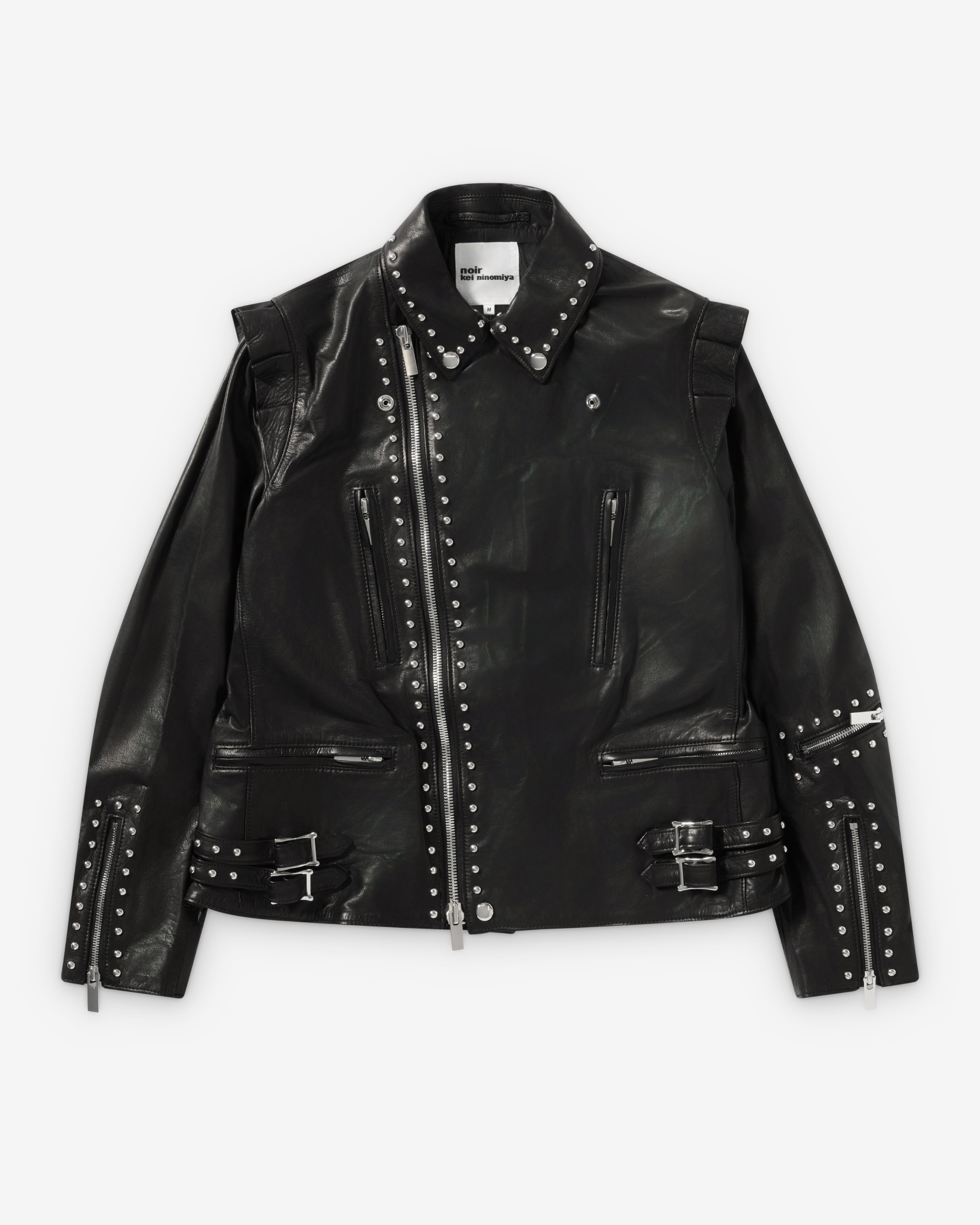 Noir Kei Ninomiya: Women's Leather Studded Biker Jacket (Black