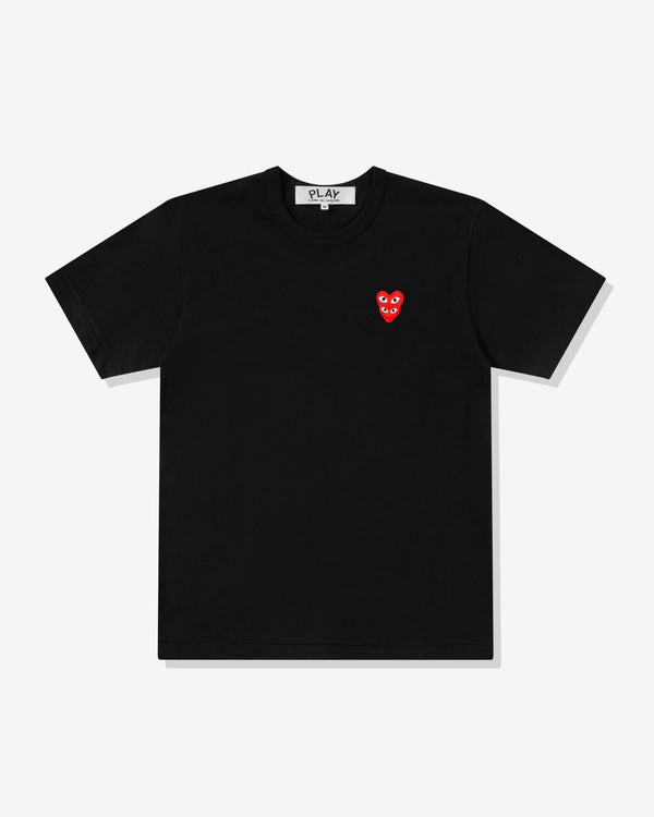 Play - T-Shirt with Double Red Heart - (Black)