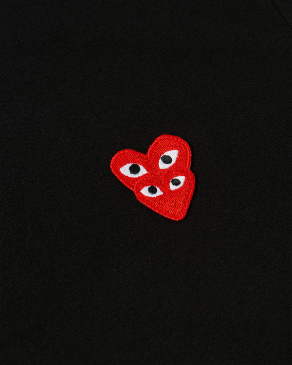 Play - Longsleeve T-Shirt with Double Red Heart - (Black)