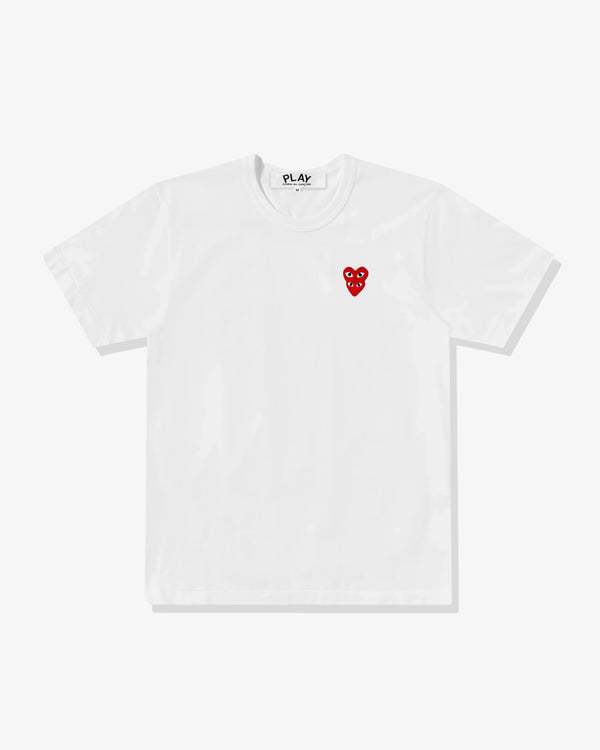 Play - T-Shirt with Double Red Heart - (White)