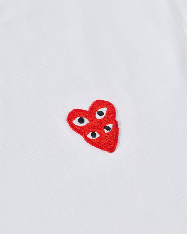 Play - Longsleeve T-Shirt with Double Red Heart - (White)