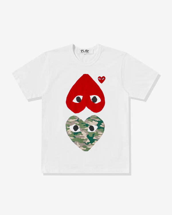 Play - Camouflage With Upside Down Heart T-Shirt - (White)