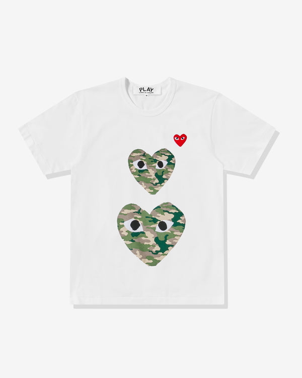 Play - Camouflage Double Heart T-Shirt - (White)