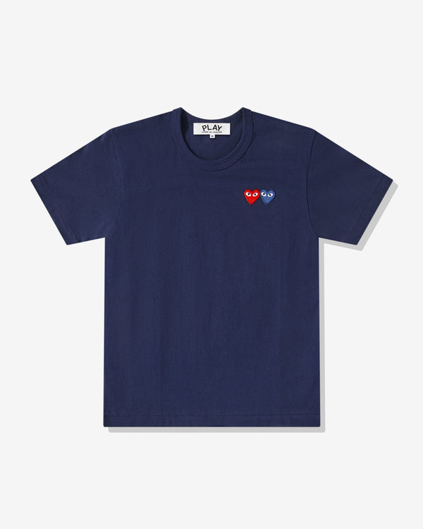 Play - Double Heart T-Shirt - (Navy)