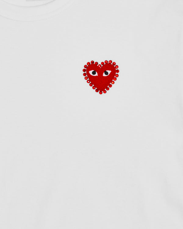 Play - Rhinestone Heart T-Shirt - (White/Red)