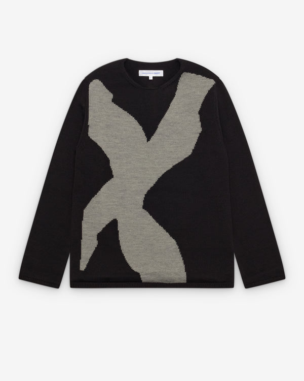 CDG Shirt - Men's Intarsia Pattern Knit - (Black)