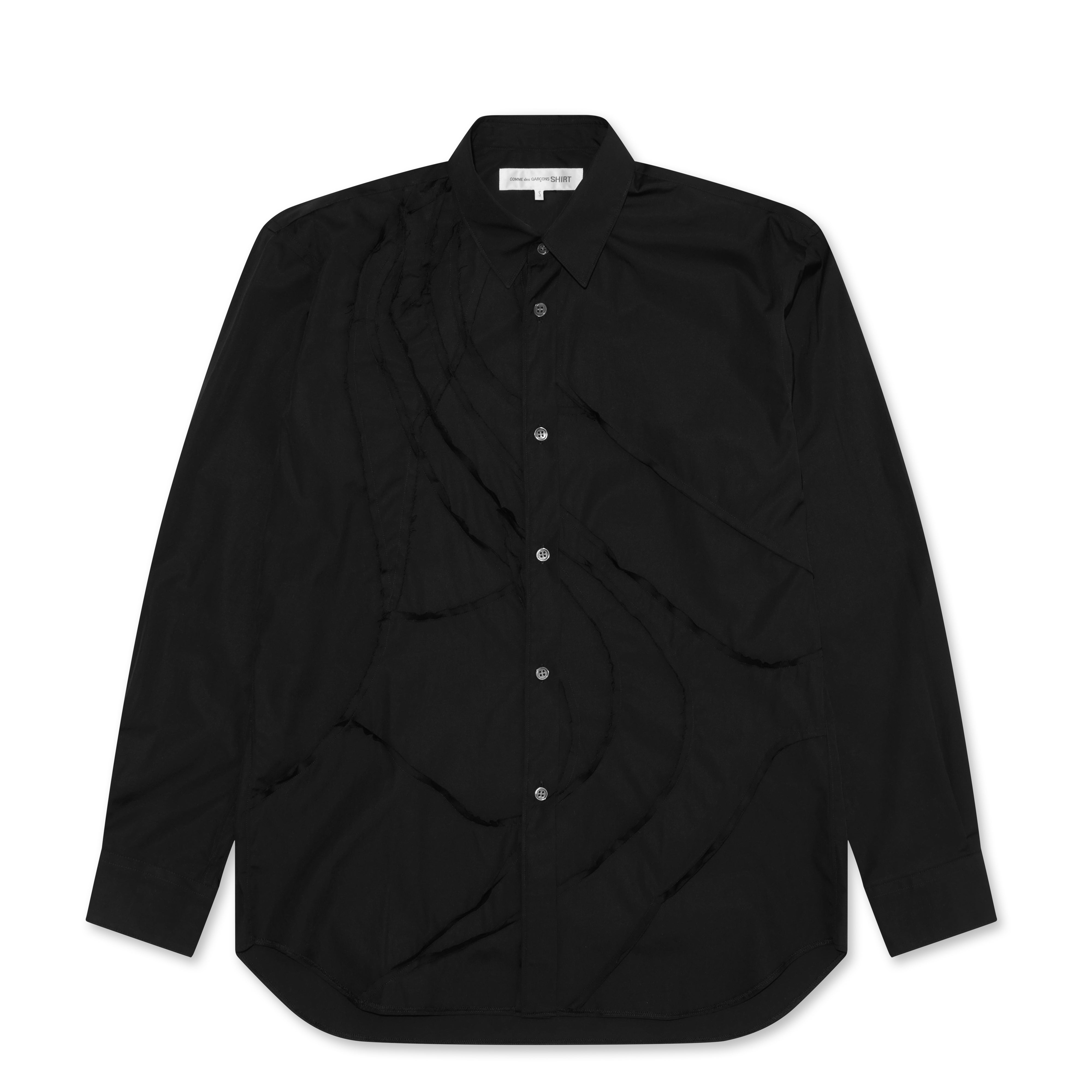 CDG Shirt - Cotton Poplin Panelled Shirt - (Black) | Dover Street ...