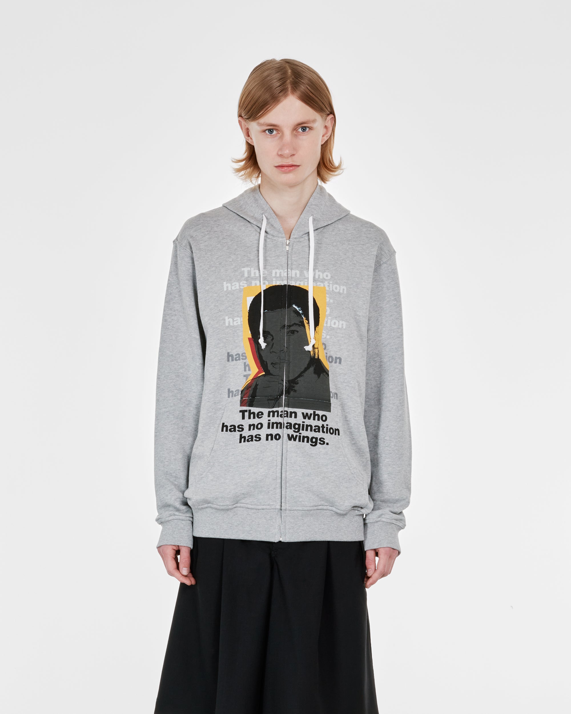 CDG Shirt - Andy Warhol Men's Hooded Sweatshirt (Grey/Print H) view 2