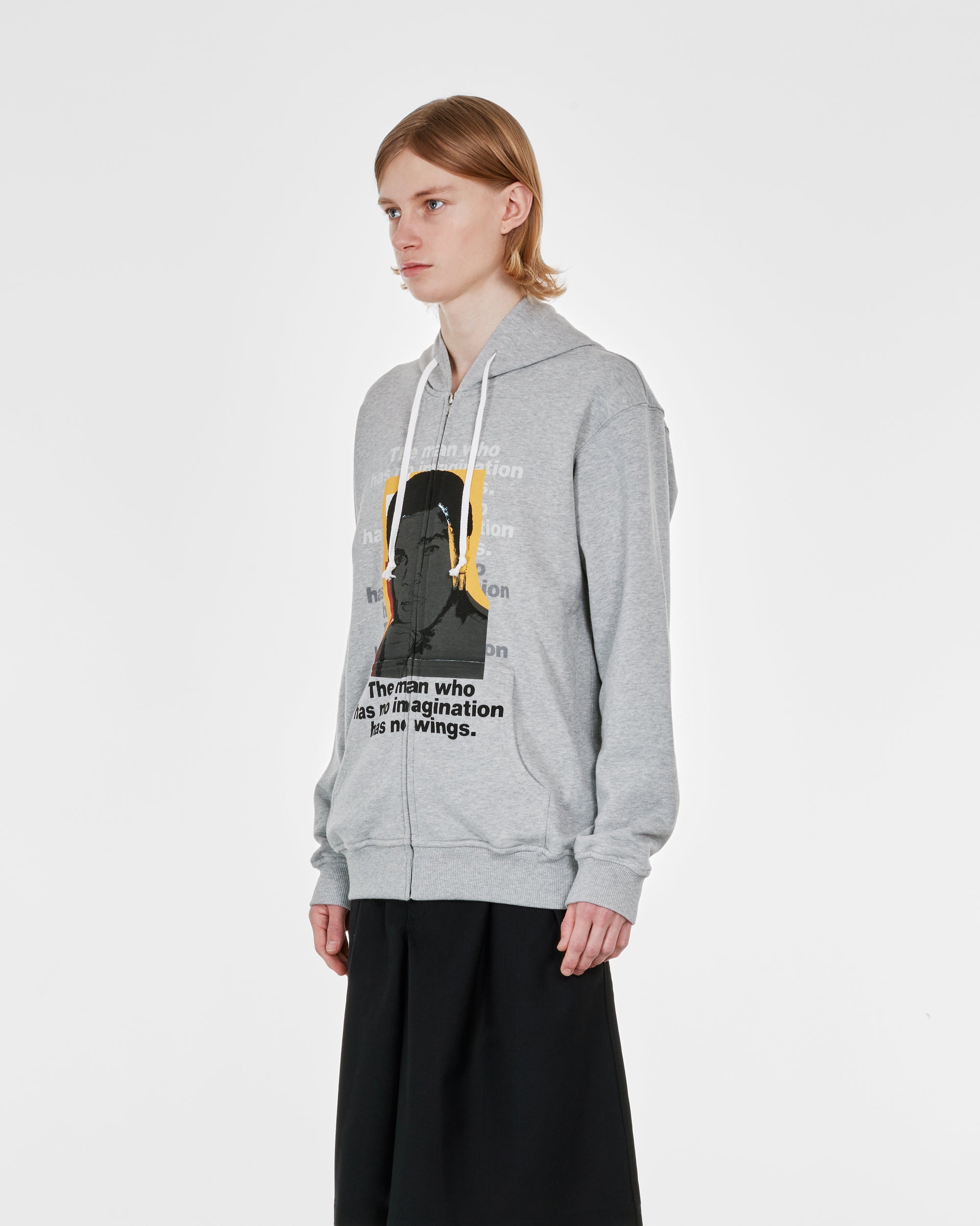 CDG Shirt - Andy Warhol Men's Hooded Sweatshirt (Grey/Print H) view 3