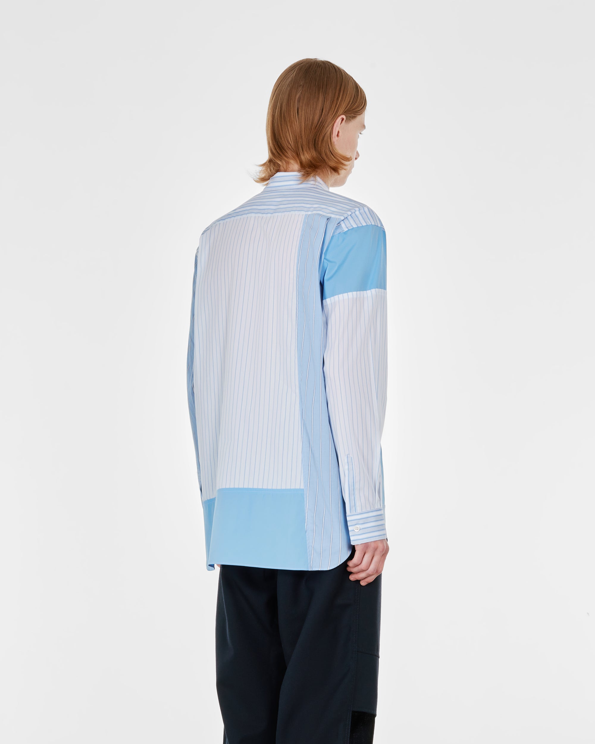 CDG Shirt - Men's Cotton Stripe Poplin Shirt - (Blue) view 5